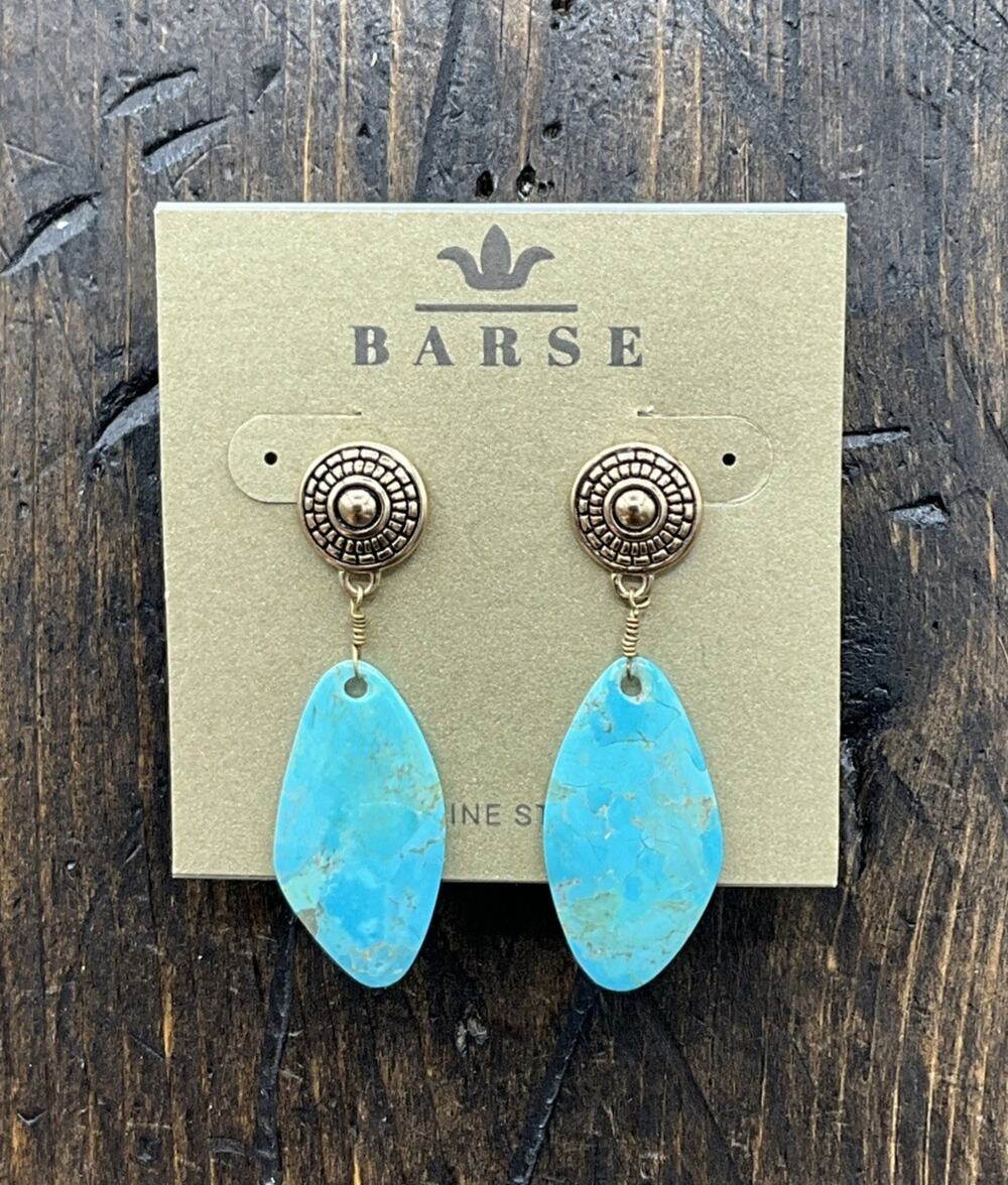 Barse Maya Dangle Earrings- Turquoise- Bronze- NWT